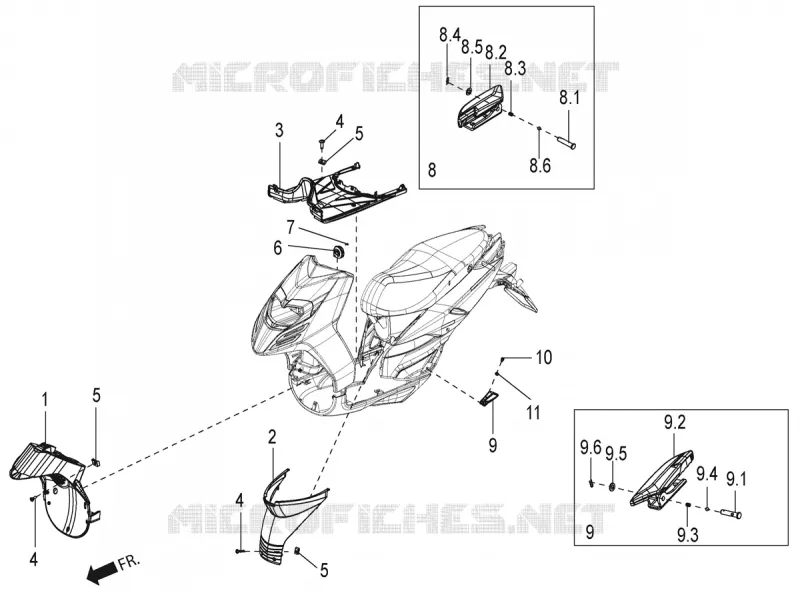 CENTRAL COVER - FOOTRESTS