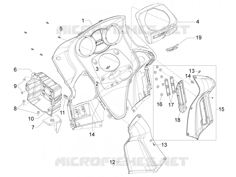 Front glove-box - Knee-guard panel