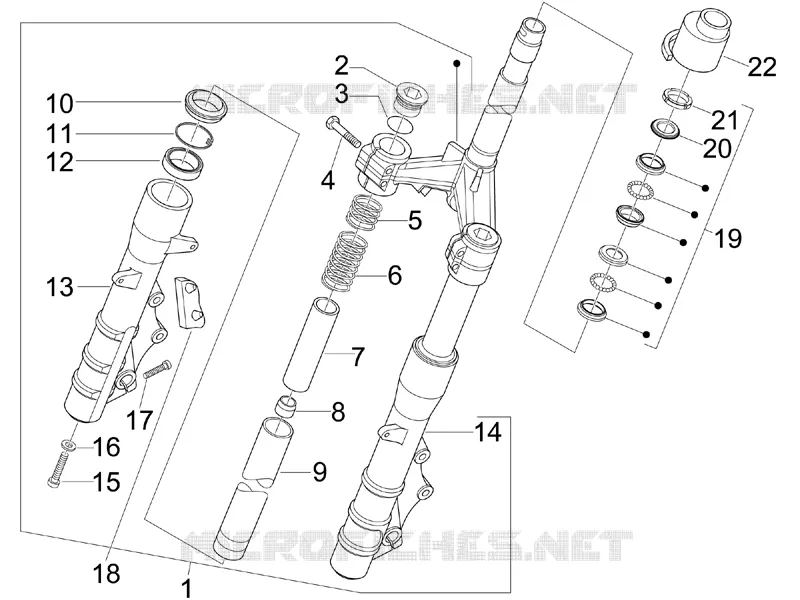 Fork/steering tube - Steering bearing unit