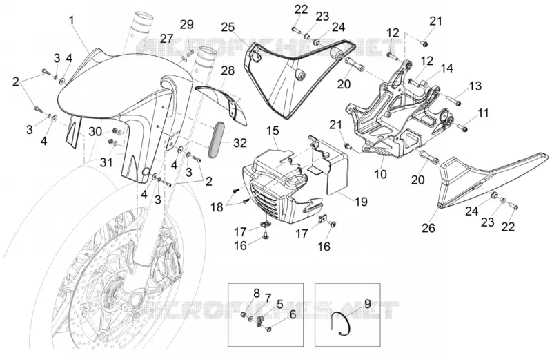 Front mudguard-Pillar Aprilia APRILIA-MOTORCYCLES 1200 CAPONORD 2015  Caponord