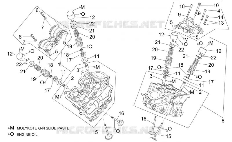 Cylinder head and valves Aprilia APRILIA-MOTORCYCLES 1000 CAPONORD 2003  ETV Capo Nord