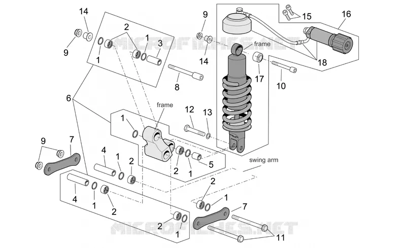 Connecting rod and shock absorber Aprilia APRILIA-MOTORCYCLES 1000 CAPONORD 2005  ETV Capo Nord