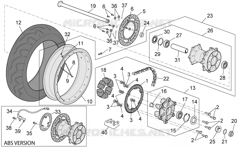 Rear wheel Aprilia APRILIA-MOTORCYCLES 1000 CAPONORD 2005  ETV Capo Nord