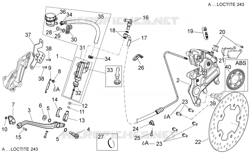 Rear brake system I Aprilia APRILIA-MOTORCYCLES 1200 DORSODURO 2014  Dorsoduro