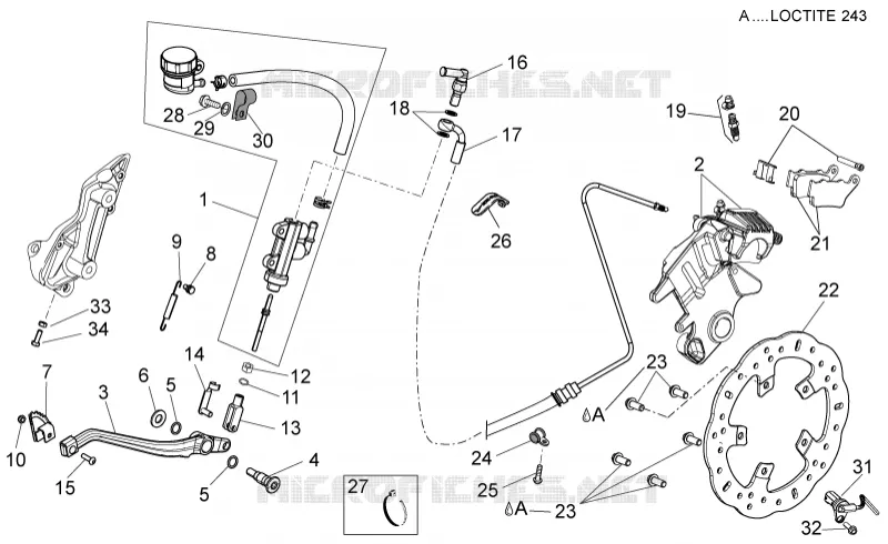 Rear brake system Aprilia APRILIA-MOTORCYCLES 750 DORSODURO 2015  Dorsoduro ABS