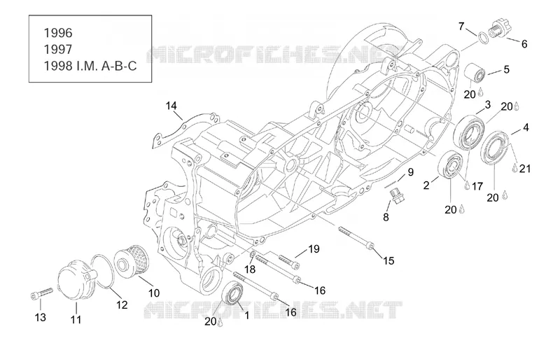 Central semi-crankcase I Aprilia APRILIA-SCOOTER 125 LEONARDO 1997  Leonardo