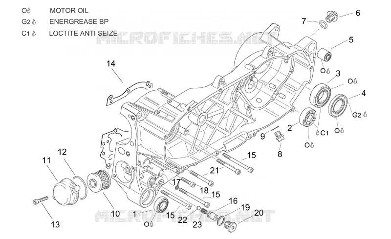 Central semi-crankcase Aprilia APRILIA-SCOOTER 125 LEONARDO 2000  Leonardo