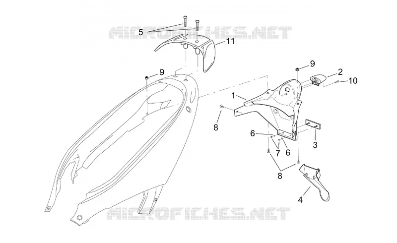 Rear body  - Plate holder Aprilia APRILIA-SCOOTER 125 LEONARDO 2001  Leonardo