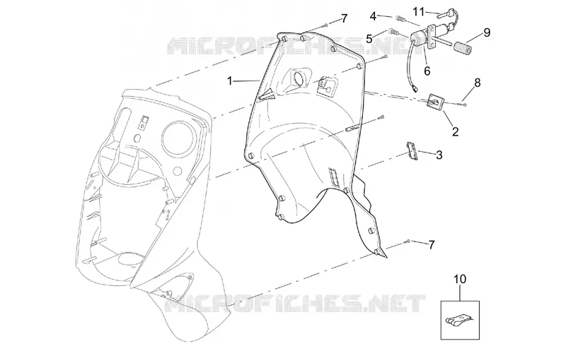 Front body - Internal shield Aprilia APRILIA-SCOOTER 250 LEONARDO 1999  Leonardo (engine Yamaha)