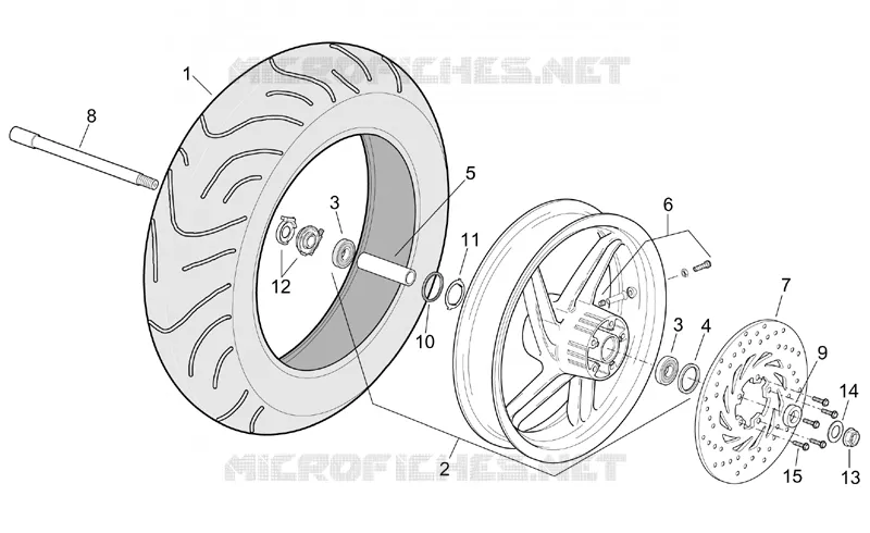 Front wheel Aprilia APRILIA-SCOOTER 250 LEONARDO 2001  Leonardo (engine Yamaha)