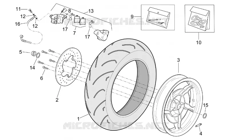 Rear wheel - Rear caliper Aprilia APRILIA-SCOOTER 250 LEONARDO 2001  Leonardo (engine Yamaha)
