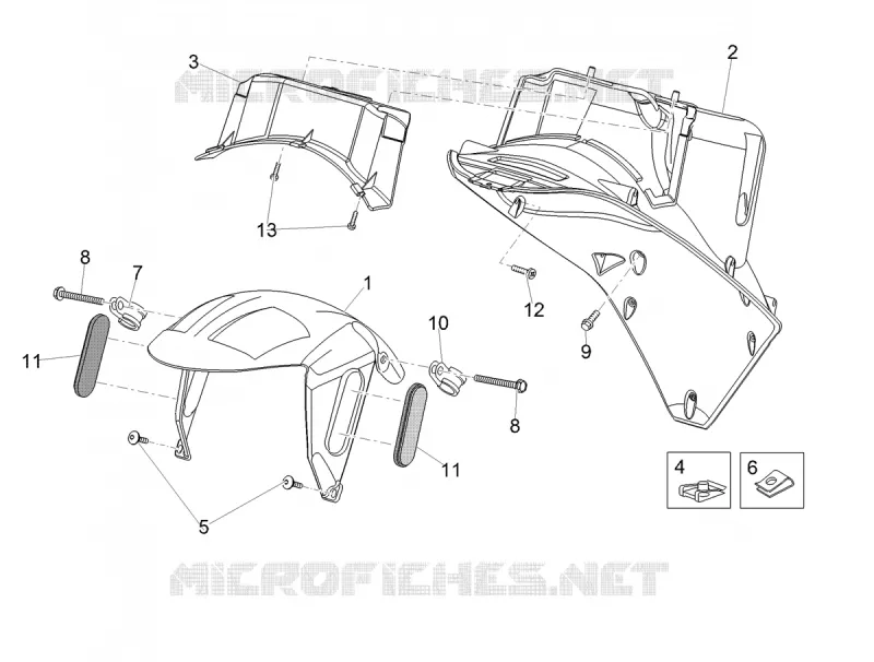 Front mudguard-Pillar Aprilia APRILIA-SCOOTER 50 SR 2018  SR 50 R H2O 2T Euro 4