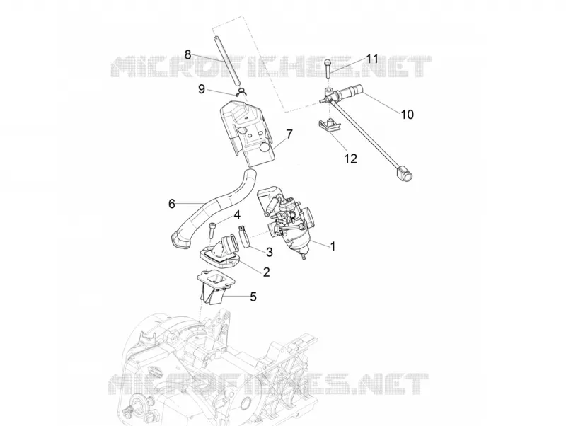 Carburettor, assembly - Union pipe Aprilia APRILIA-SCOOTER 50 SR 2018  SR 50 Motard 50 2T Euro 4