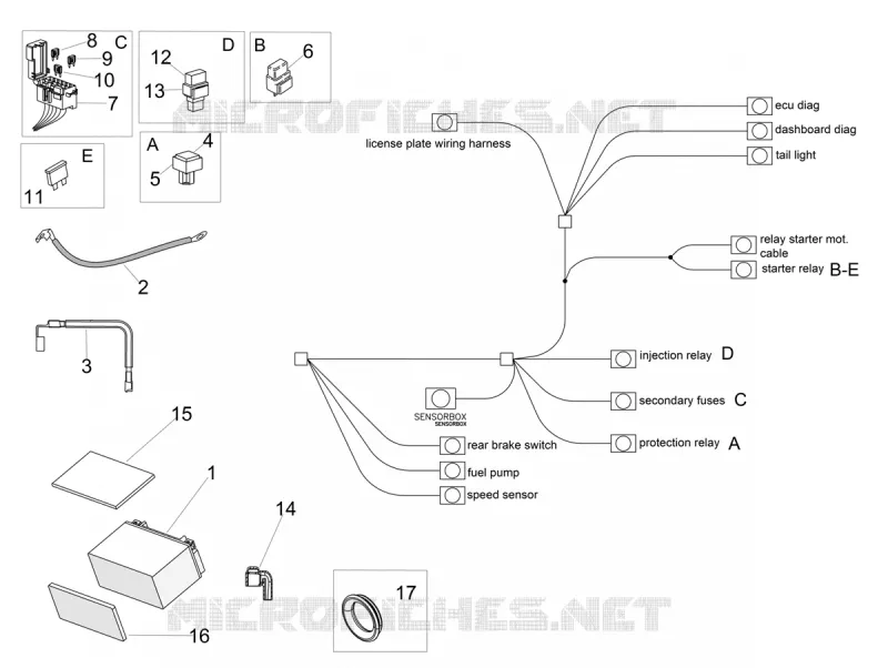 Electrical system II Aprilia APRILIA-MOTORCYCLES 1100 TUONO 2018  Tuono V4 1100 RF E4 ABS
