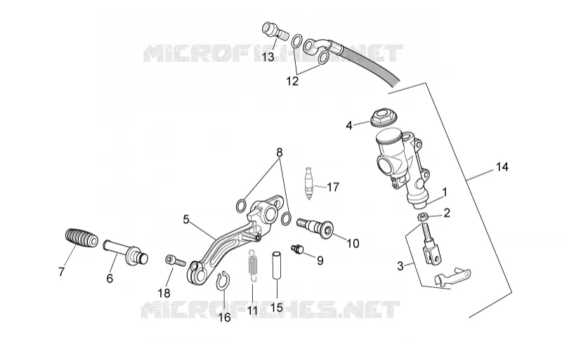 Rear master cylinder Aprilia APRILIA-MOTORCYCLES 1100 TUONO 2018  Tuono V4 1100 RF E4 ABS