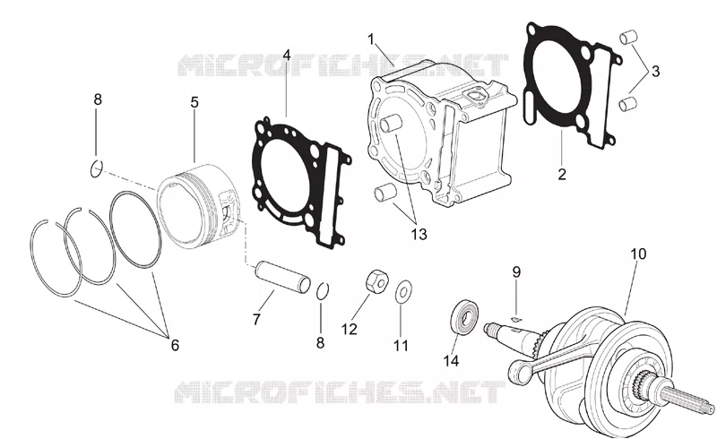 Drive shaft - Cylinder - Piston Aprilia APRILIA-SCOOTER 300 LEONARDO 2004  Leonardo (engine Minarelli)