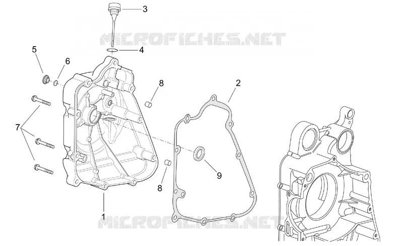 Flywheel side cover Aprilia APRILIA-SCOOTER 300 LEONARDO 2003  Leonardo (engine Minarelli)