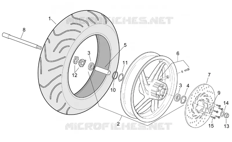 Front wheel Aprilia APRILIA-SCOOTER 250 LEONARDO 2004  Leonardo (engine Minarelli)