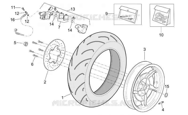 Rear wheel - Rear caliper Aprilia APRILIA-SCOOTER 250 LEONARDO 2002  Leonardo (engine Minarelli)