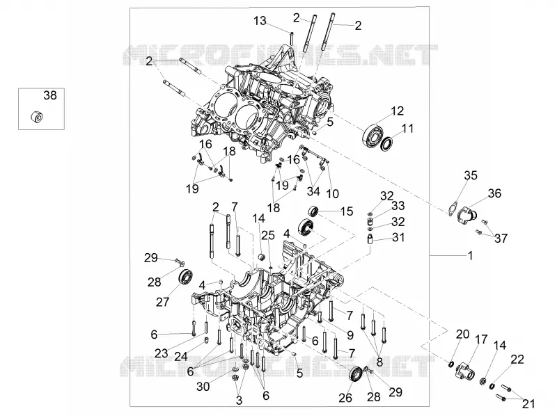 Crank-case I Aprilia APRILIA-MOTORCYCLES 1100 TUONO 2017  Tuono V4 1100 RR E4 ABS