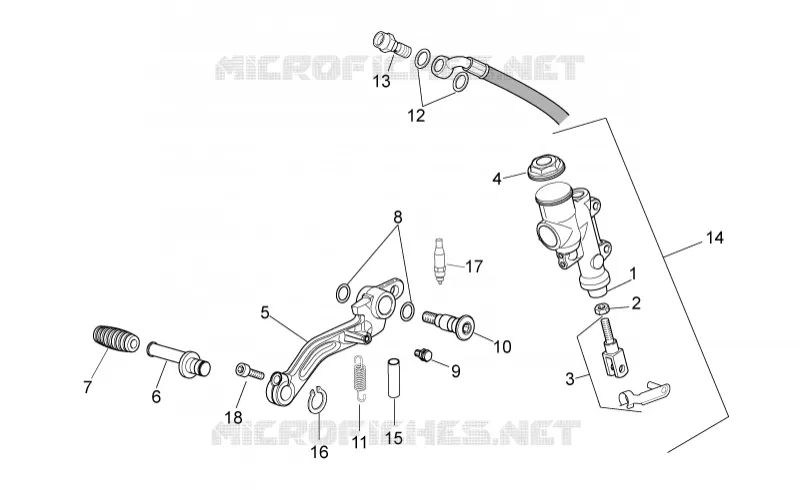 Rear master cylinder Aprilia APRILIA-MOTORCYCLES 1100 TUONO 2018  Tuono V4 1100 RR E4 ABS