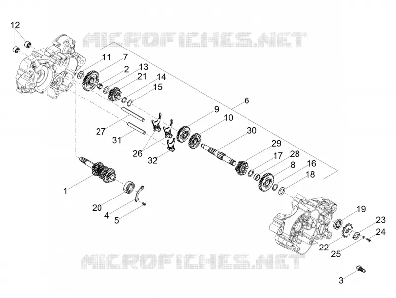 Gear box - Gear assembly Aprilia APRILIA-MOTORCYCLES 50 SX 2020  SX 50 Euro 4