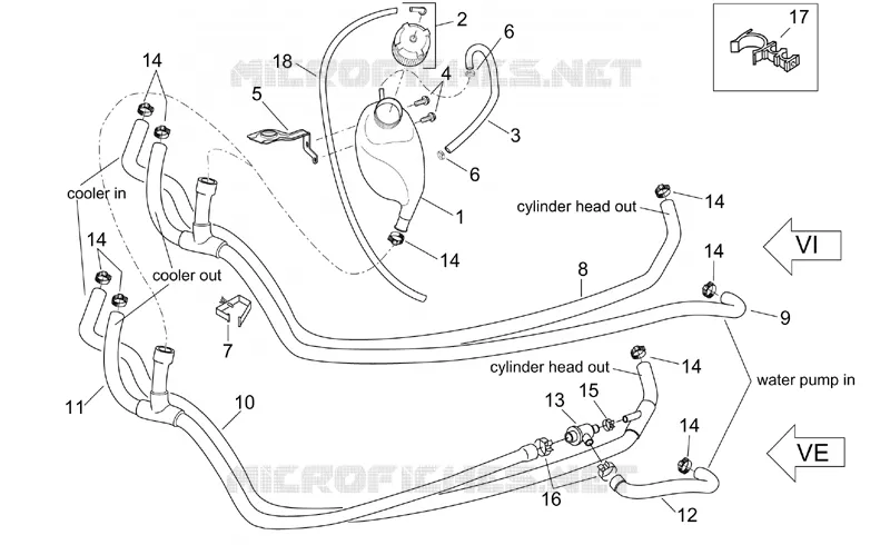 Expansion tank - Pipes Aprilia APRILIA-SCOOTER 150 LEONARDO 2002  Leonardo ST