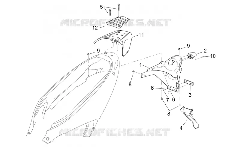 Rear body  - Plate holder Aprilia APRILIA-SCOOTER 150 LEONARDO 2004  Leonardo ST