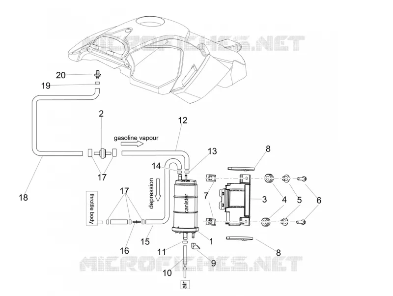 FUEL EVAP SYSTEM Aprilia APRILIA-MOTORCYCLES 900 DORSODURO 2017  Dorsoduro 900 Euro 4 ABS