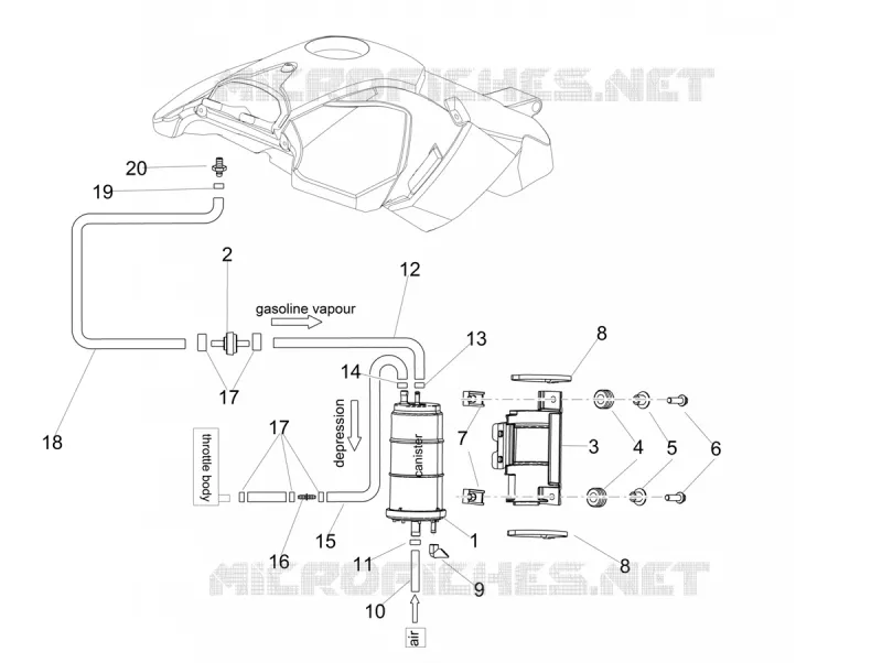 FUEL EVAP SYSTEM Aprilia APRILIA-MOTORCYCLES 900 DORSODURO 2018  Dorsoduro 900 Euro 4 ABS