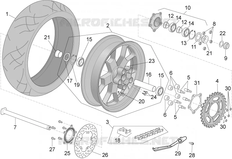 REAR WHEEL Aprilia APRILIA-MOTORCYCLES 1000 RSV4 2020  RSV4 1000 RR Euro 4 ABS