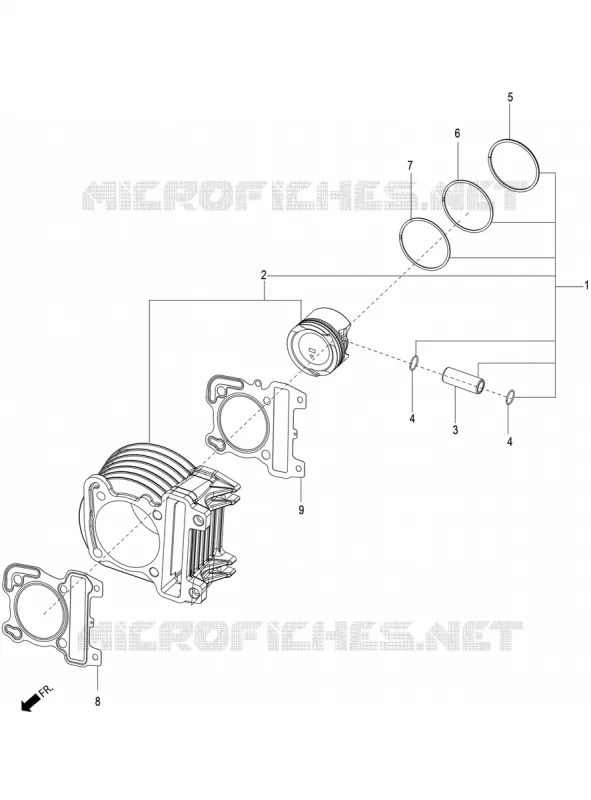 Cylinder-piston-wrist pin, assy Aprilia APRILIA-SCOOTER 150 SR 2018  SR 150 HE CARB