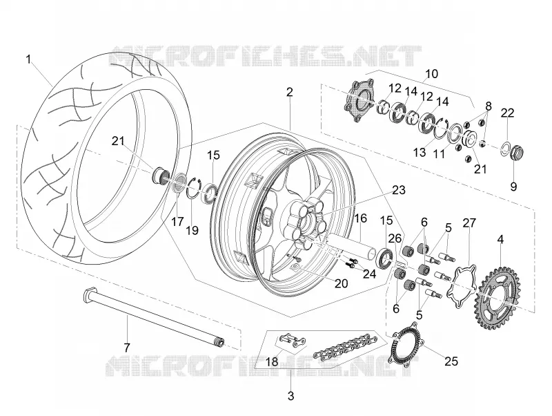 Rear wheel Aprilia APRILIA-MOTORCYCLES 1100 TUONO 2019  Tuono V4 1100 RR Euro 4 ABS