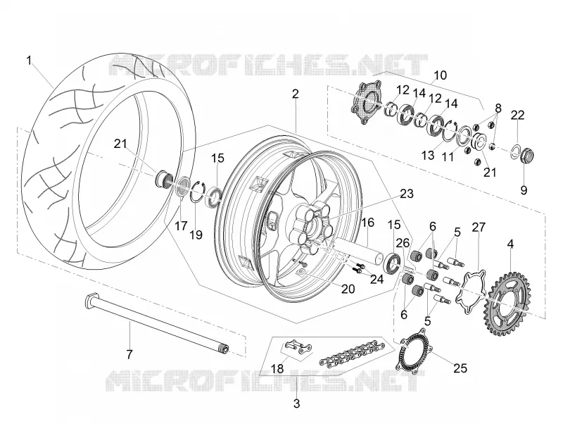 Rear wheel Aprilia APRILIA-MOTORCYCLES 1100 TUONO 2019  Tuono V4 1100 RR Euro 4 ABS