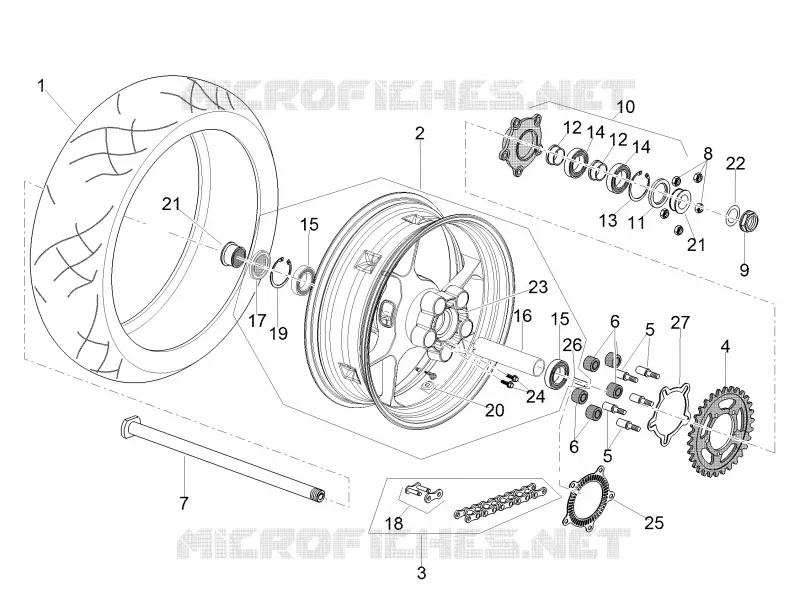 Rear wheel Aprilia APRILIA-MOTORCYCLES 1100 TUONO 2019  Tuono V4 Factory 1100 Euro 4 Superpole ABS
