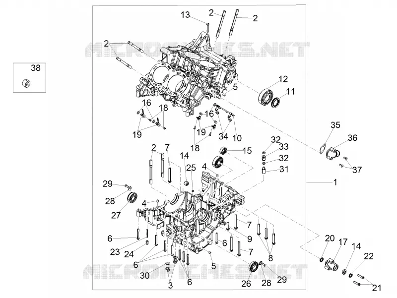 Crank-case I Aprilia APRILIA-MOTORCYCLES 1100 TUONO 2019  Tuono V4 Factory 1100  Euro 4 Superpole ABS