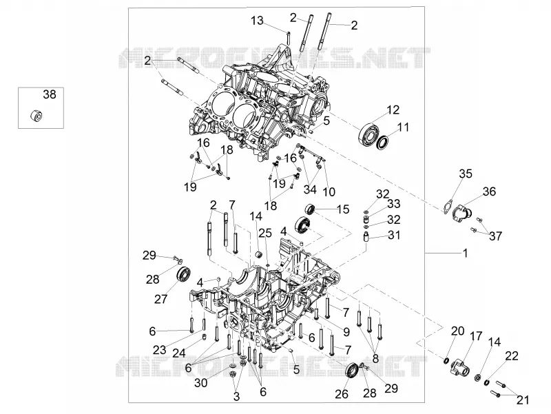 Crank-case I Aprilia APRILIA-MOTORCYCLES 1100 TUONO 2019  Tuono V4 Factory 1100 Euro 4 Superpole ABS