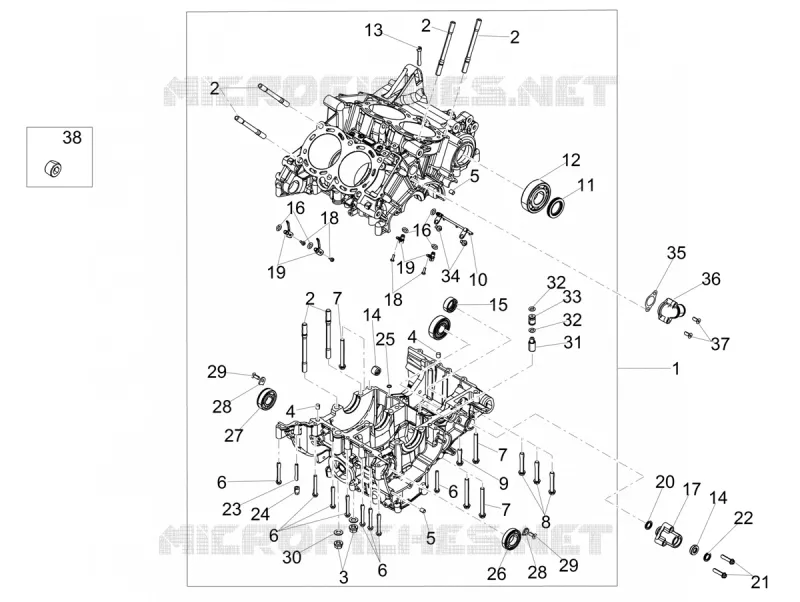 CRANKCASES I Aprilia APRILIA-MOTORCYCLES 1100 TUONO 2020  Tuono V4 Factory 1100 Euro 4 Superpole ABS