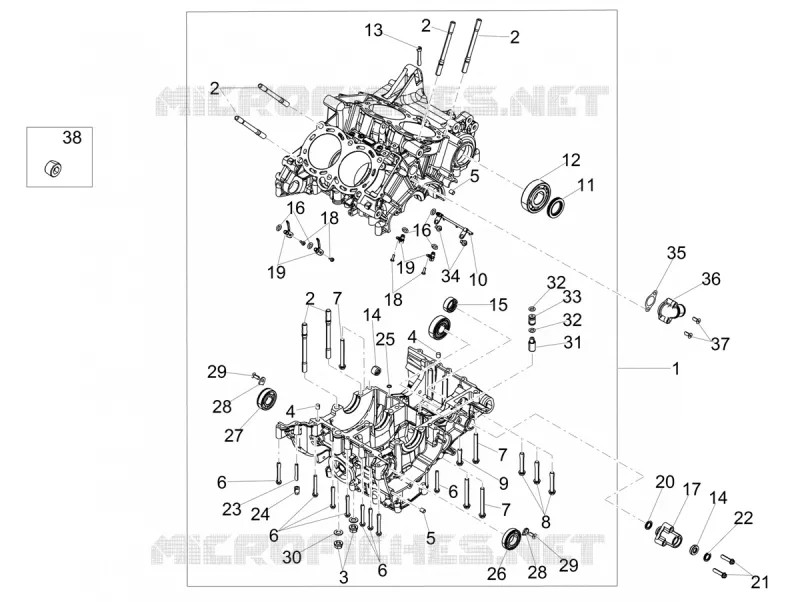 CRANKCASES I Aprilia APRILIA-MOTORCYCLES 1100 TUONO 2020  Tuono V4 Factory 1100 Euro 4 Superpole ABS