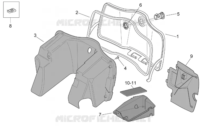 Central body - Glove comp. Aprilia APRILIA-SCOOTER 150 MOJITO 2004  Mojito