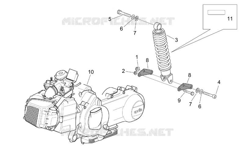 Engine - Rear shock absorber Aprilia APRILIA-SCOOTER 125 MOJITO 2006  Mojito