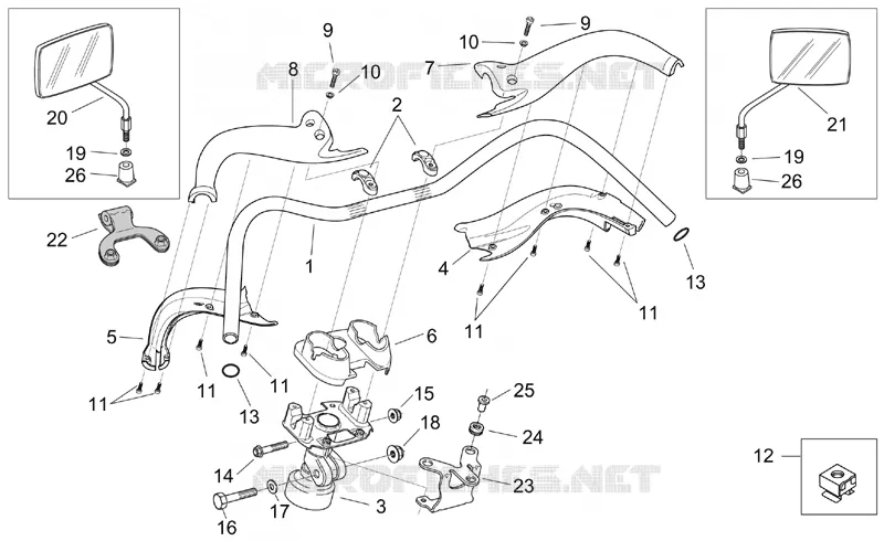 Handlebar - Mirrors CUSTOM Aprilia APRILIA-SCOOTER 125 MOJITO 2004  Mojito