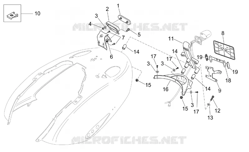 Rear body - Plate holder Aprilia APRILIA-SCOOTER 150 MOJITO 2007  Mojito