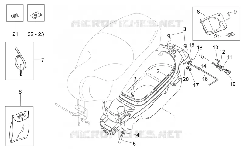 Helmet compartment Aprilia APRILIA-SCOOTER 125 MOJITO 2008  Mojito E3