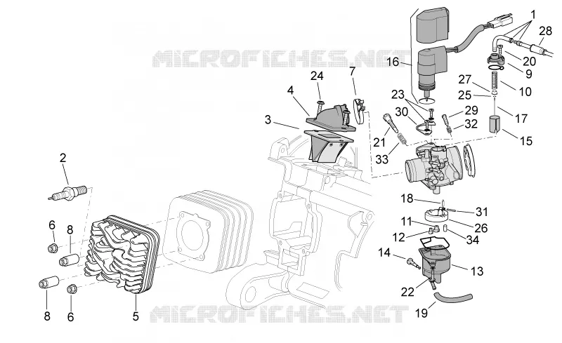 Cylinder head/Carburettor Aprilia APRILIA-SCOOTER 50 MOJITO 2006  Mojito Custom 2T (engine Piaggio)