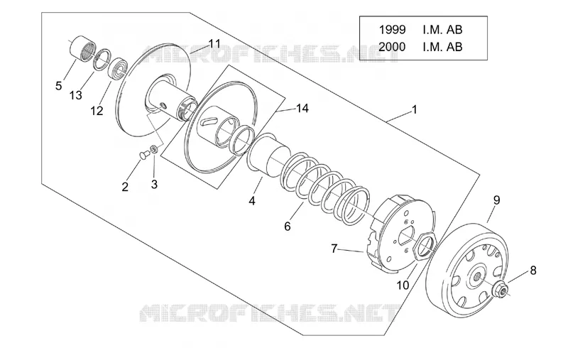 Clutch I ('99-2001 I.M. AB) Aprilia APRILIA-SCOOTER 50 MOJITO 2002  Mojito Retro 2T (engine Aprilia)