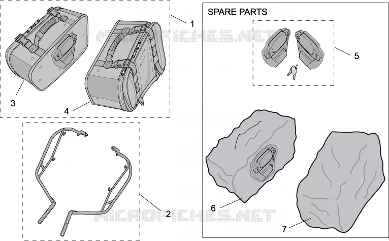 Acc.-Top/cases, side cases I Aprilia APRILIA-MOTORCYCLES 650 PEGASO 2005  Pegaso Strada - Trail IE