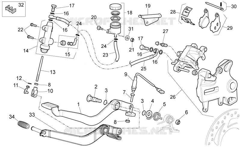 Rear brake system Aprilia APRILIA-MOTORCYCLES 650 PEGASO 2006  Pegaso Strada - Trail IE