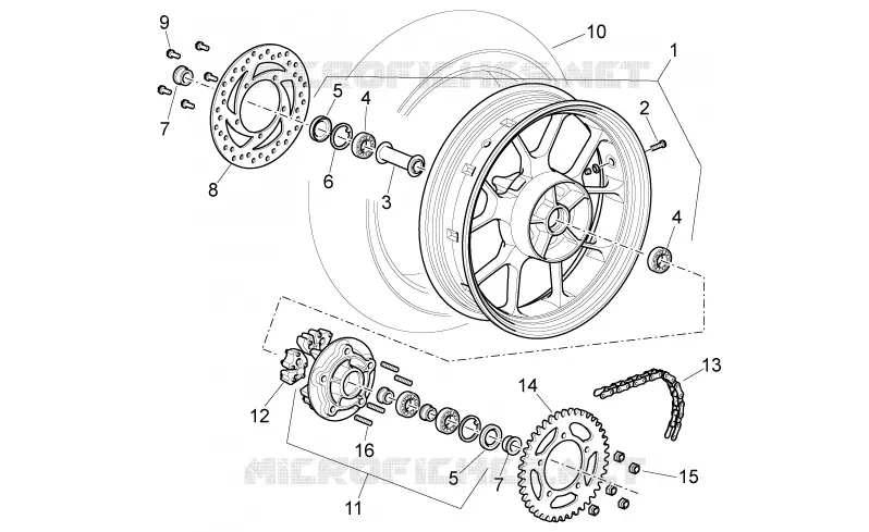 Rear wheel I Aprilia APRILIA-MOTORCYCLES 650 PEGASO 2006  Pegaso Strada - Trail IE