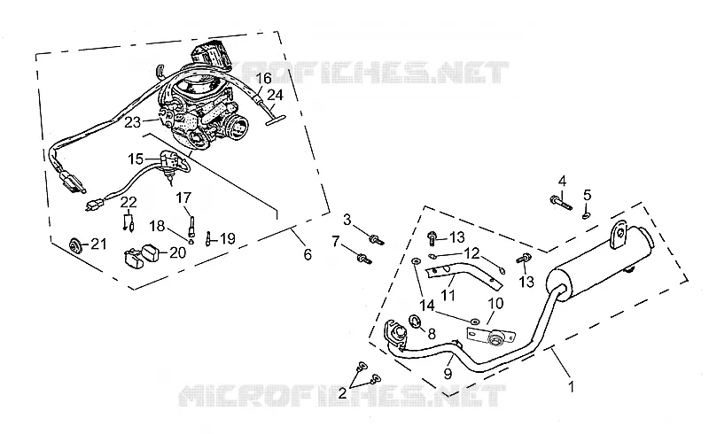 Exhaust unit-Carburettor Aprilia APRILIA-QUAD 125 QUASAR 2003  Quasar